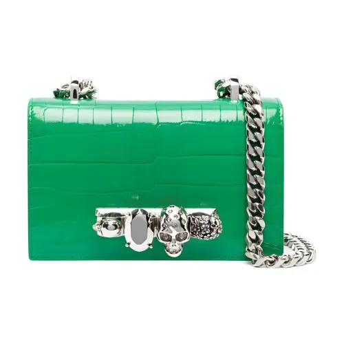 Alexander McQueen JEWELLED SATCHEL Телячья кожа Сумка через плечо Мини Женские Травяной зеленый