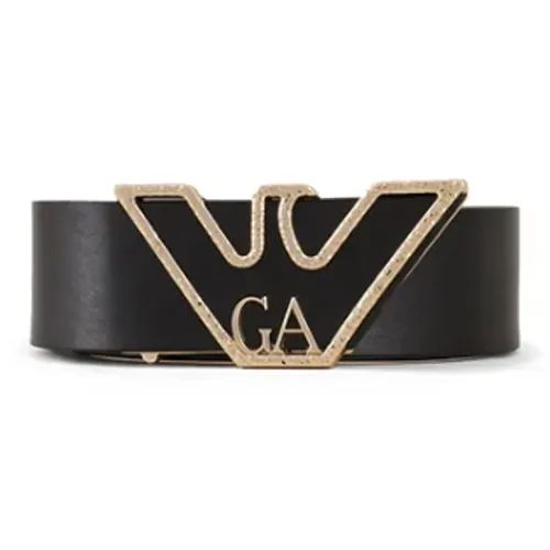 EMPORIO ARMANI Логотип бренда узор плавная пряжка кожаные ремни женский черный ширина 4CM