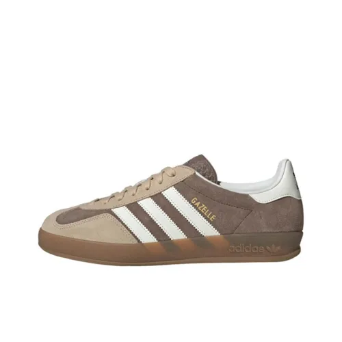 Adidas Originals GAZELLE INDOOR Скейтборд Кроссовки Низкие Топ Коричневый/Облачно Белый/Бежевый Унисекс