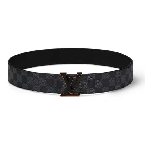 LOUIS VUITTON Кожаные ремни с принтом буквы мужской черный ширина 4CM