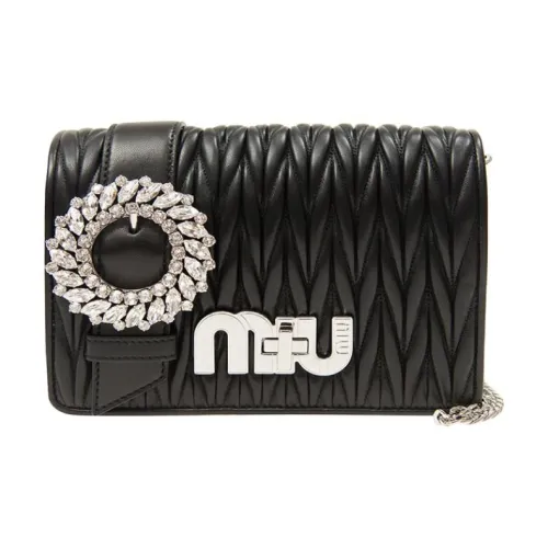 MIU MIU Lambskin Crossbody Bag Shoulder Bag Women's Black