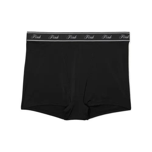 Victoria's Secret Розовый логотип Микро Высокая талия Бойшорт Пантика Чисто черный Женское нижнее белье 1 упаковка Чисто черный