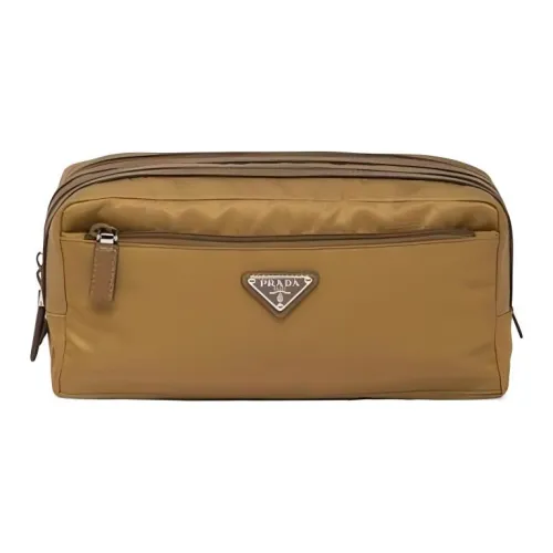 PRADA Ткань с кожаными вставками косметичка клатч мужской коричневый