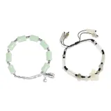 Браслет изумрудно-зеленого цвета + Браслет с белой бабочкой