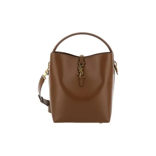 SAINT LAURENT Блестящая кожа ведрообразная сумка сумка через плечо сумка женская темно-коричневый