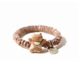 Коричневая резинка для волос с тремя цветами и изображением кошки