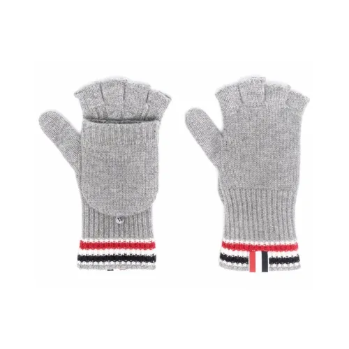 THOM BROWNE Вязаные перчатки из шерсти/кашемира, серые, мужские