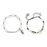 Браслет нефритового белого цвета + браслет с белой бабочкой