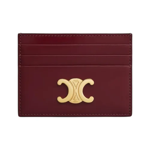 CELINE Triomphe Телячья кожа Держатель для карт Женский Светлый Бордовый Красный