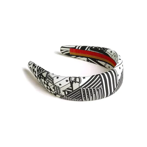 HERMES Twill Silk Headbands Unisex White