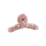 Розовый жемчужный плюшевый заколка-краб