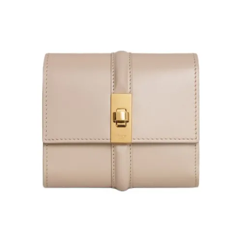 CELINE Блестящий Телячья кожа Кошелек Маленький Женские Капучино