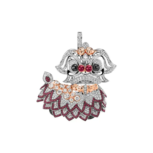 Qeelin 18К Белое золото Ромб Черный бриллиант Рубин Агат Подвески Женское серебро