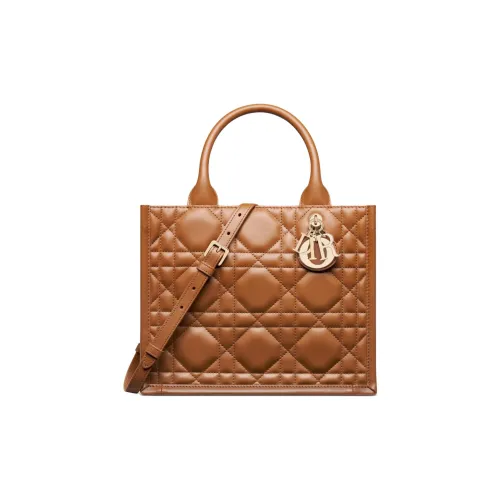DIOR BookTote Телячья кожа Тоут Сумка Сумка для покупок Сумка через плечо Сумка Маленькая Женская Золотисто-коричневая