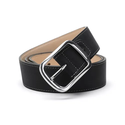 ELLE HOMME Застежка-липучка Крест Сплав Кожаные ремни Мужской Черный Ширина 3,85 см