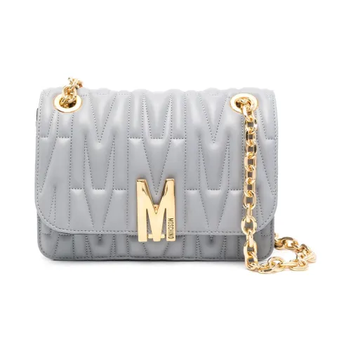 MOSCHINO Lambskin Crossbody Bag Shoulder Bag Women's Gray