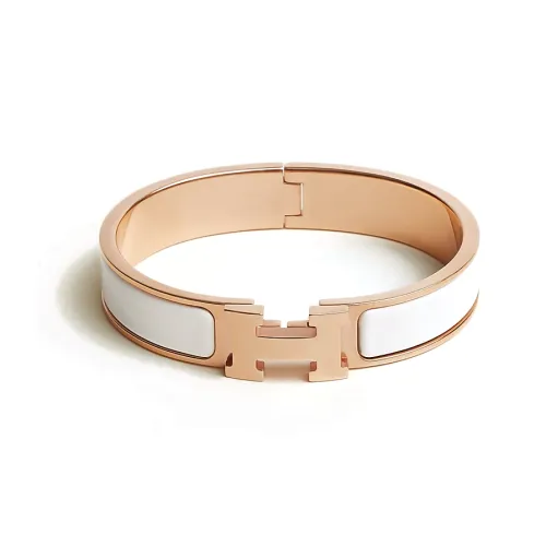 HERMES Эмаль Браслеты Женские Белые Розовое Золото