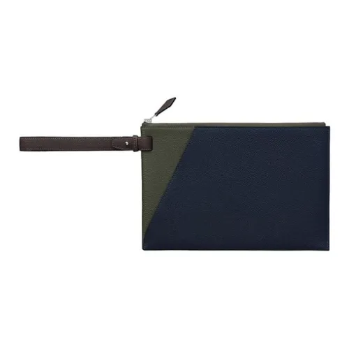 HERMES Cabavertige Colorblock Коровья кожа Togo Клатч Мужской Черный Темно-зеленый