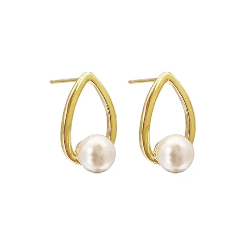 Yi Can Искусственная жемчужина Гальванизированное настоящее золото серьги женские