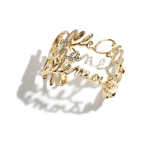 CHANEL Металлический стразовый кристальный браслет женский золотой