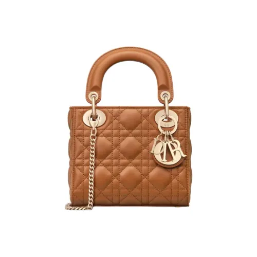 DIOR Lambskin Сумка Lady Dior Сумка через плечо Сумка мини Женская Золотисто-коричневая