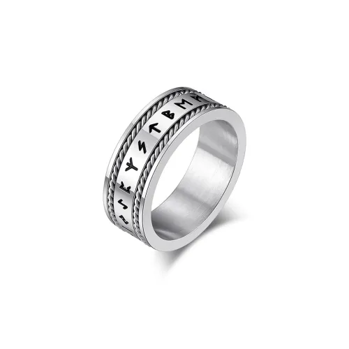 FOREVER MELODY Кольца из титанового сплава Мужские Серебряные Черные