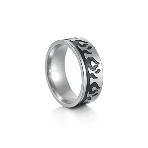 FOREVER MELODY Кольца из титанового сплава Унисекс Серебристый Черный