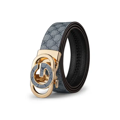 WilliamPOLO Ремни из ПВХ Коровьей Кожи Мужские Золотого Тона с Замковой Застежкой Ширина 3,5 см