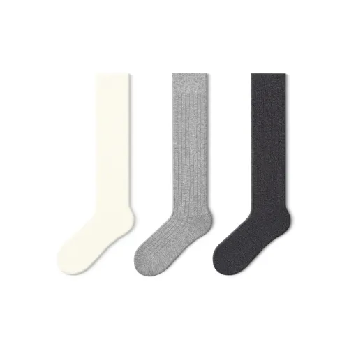 JKN Колено Высокие Носки Хлопок Вертикальные Полосы Балет Стиль Свободные Носки Женские 3 Пачки