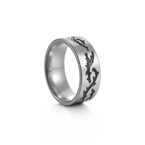 FOREVER MELODY Кольца из титанового сплава Унисекс Серебристый Черный