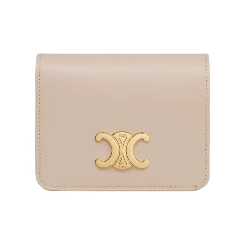 CELINE Triomphe Яркий Телячья кожа Кошелек Женские Светлый Бежевый