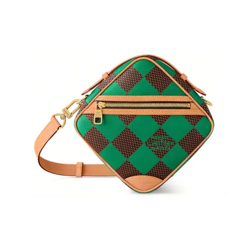 LOUIS VUITTON Шахматы Кожа Сумка через плечо Мужской Зеленый коричневый