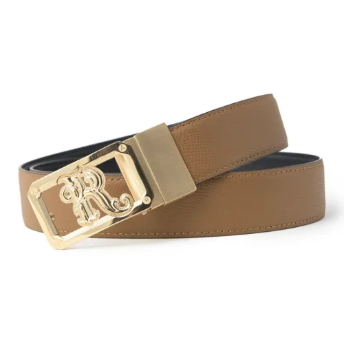 RARE Значок Дизайн Пряжка-пластина Кожаные ремни Мужской Коричневый