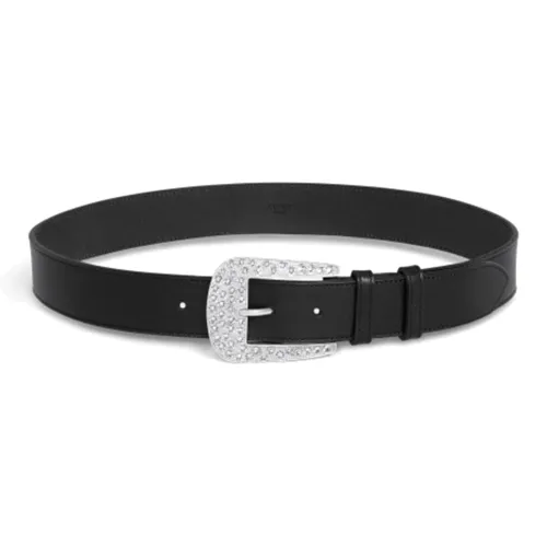 CELINE Серебряный Тип покрытия Шпилька Кожаные ремни Женские Черный