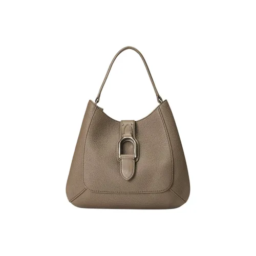 Ralph Lauren Full с рельефом голень кожа через плечо одно плечо сумка мини женский темный серый коричневый умбра