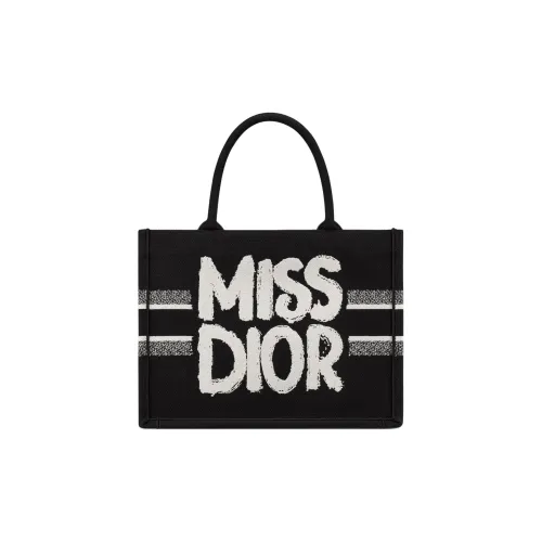 DIOR BookToteMiss DIOR Вышивка Тоут Сумка Сумка для покупок Сумка среднего размера Женская Черная
