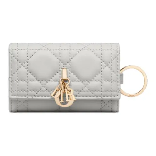 DIOR My Dior Lambskin Key Pouch Women's Mist Gray