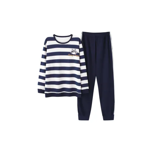 Montagut Pajama Комплект Осенний Зимний Мужской Двухкомпонентный Комплект Синий и Белый