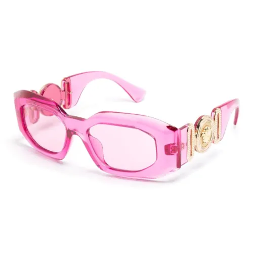 VERSACE Металлический ацетат Нерегулярная форма Солнцезащитные очки Женские Розовый