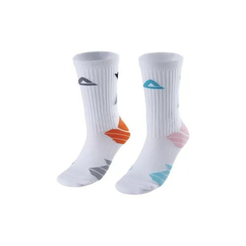 PEAK Баскетбольные носки Унисекс 2 упаковки Оранжевый Серый + Озерный Синий