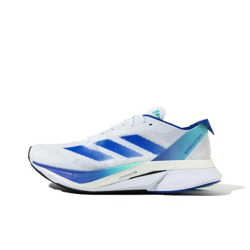 Adidas Adizero Boston 12 Амортизация Противоскользящие Устойчивые к истиранию Поддержка Беговые кроссовки Унисекс Белый Синий
