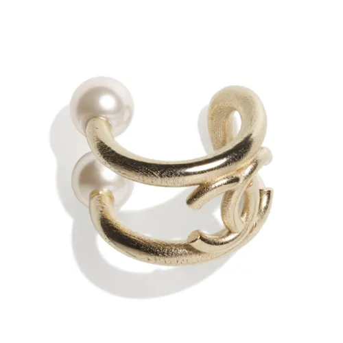 CHANEL Металлические серьги, золотой/жемчужно-белый, женские