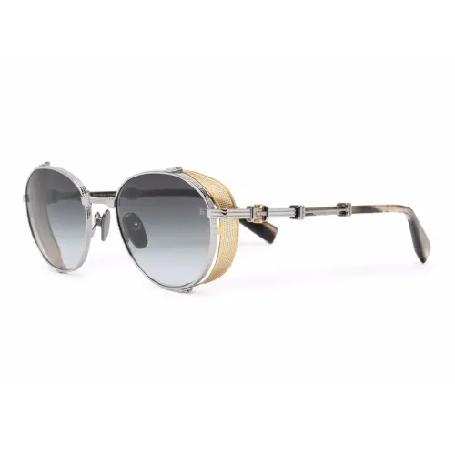 BALMAIN Металлический ацетат Нерегулярная форма Солнцезащитные очки Мужские Серебряные