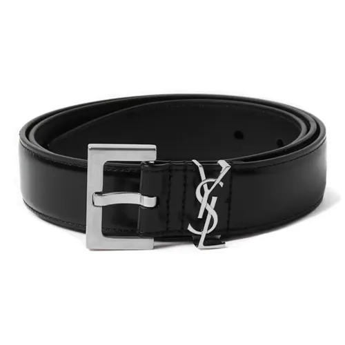 SAINT LAURENT Телячья кожа Кожаные ремни Мужской Черный Ширина 3 см