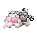 Синий и белый клетчатый бурый медведь + розовый свитер белый медведь