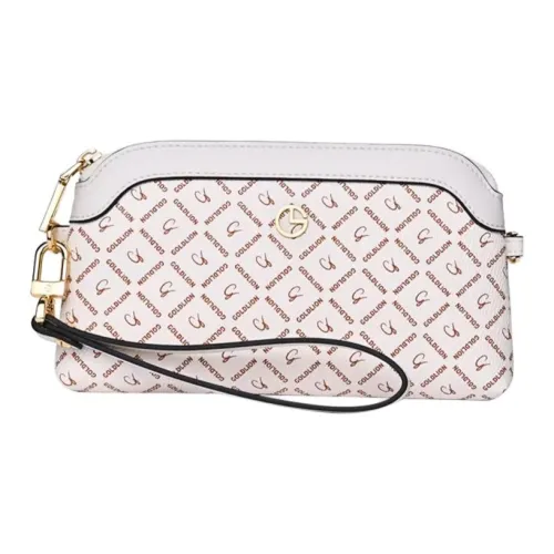 GOLDLION Клатч из искусственной кожи средний женский цвет экрю коричнево-красный