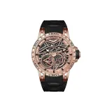 Розовое золото, корпус, черный ремешок