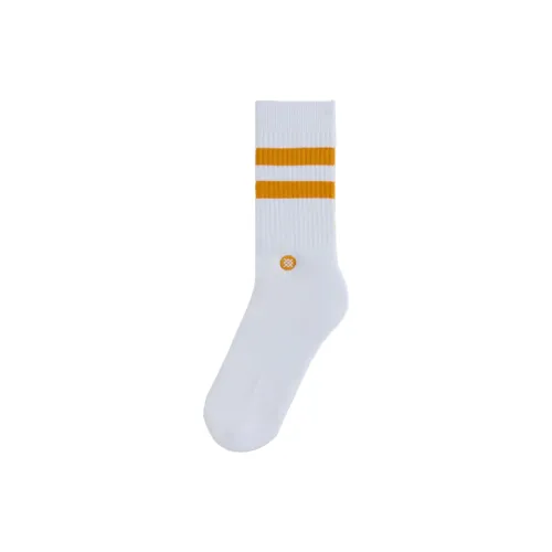 KITH Collaboration 1 Pack White Yellow Men's MID Shin Носки