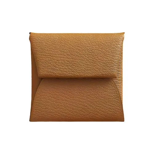 HERMES Bastia Mysore Шевро Картхолдер Монетница Женская Коричневая