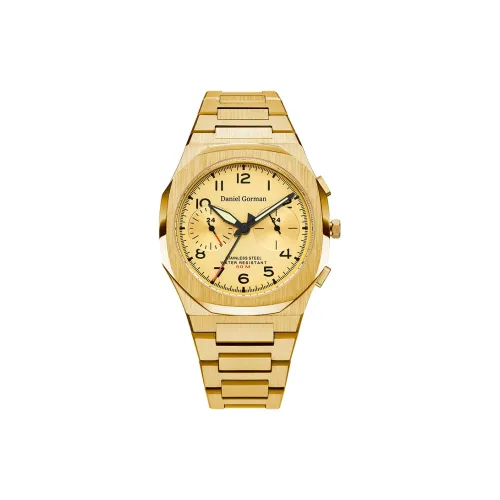 DANIEL GORMAN Daniel Golman Watch for Men Кварцевый механизм Нержавеющая сталь Ремешок Часы Мужские Часы Золотой циферблат
